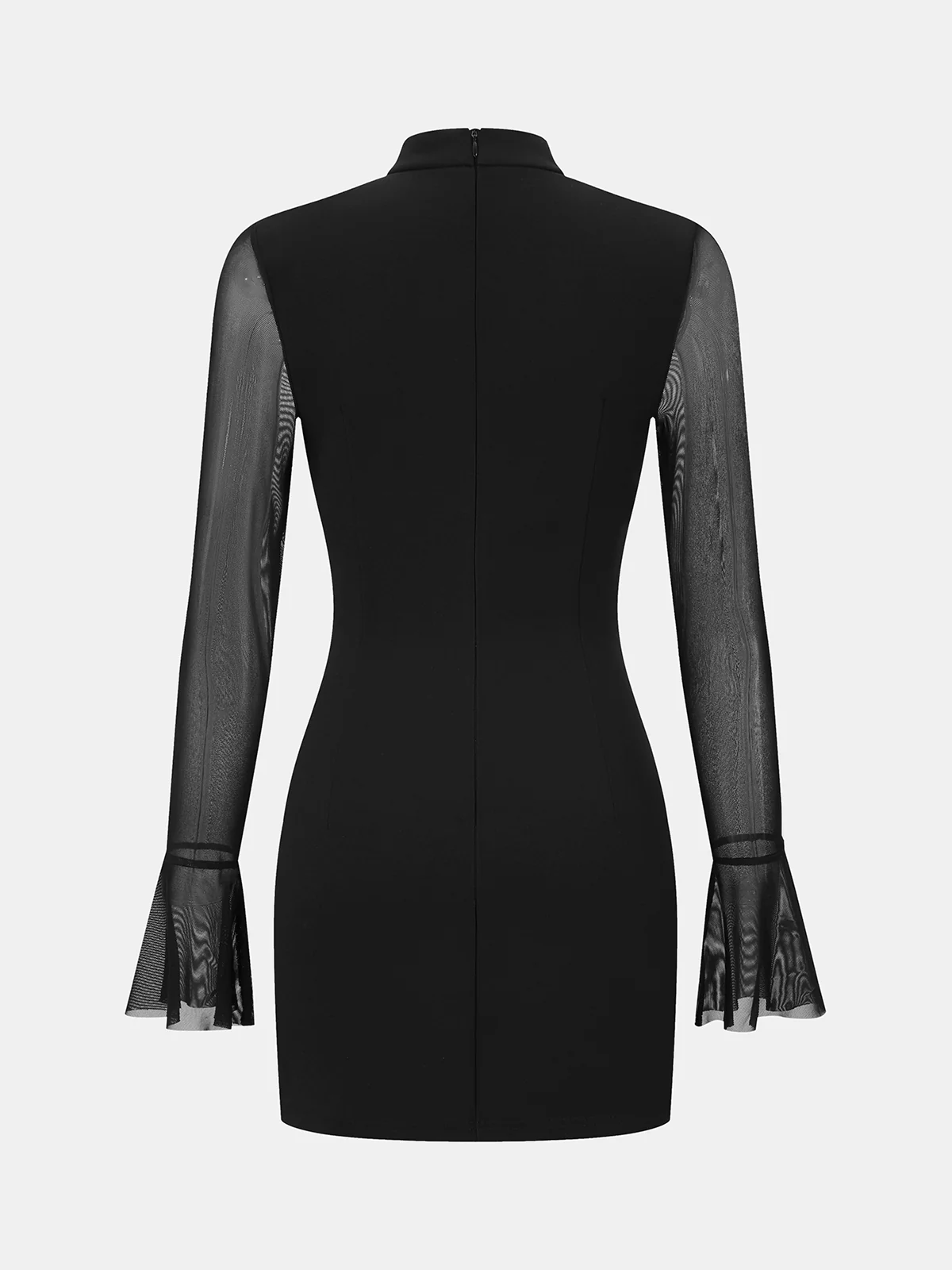 Sheer-Sleeve Flared-Cuff Mini Dress - Image 3