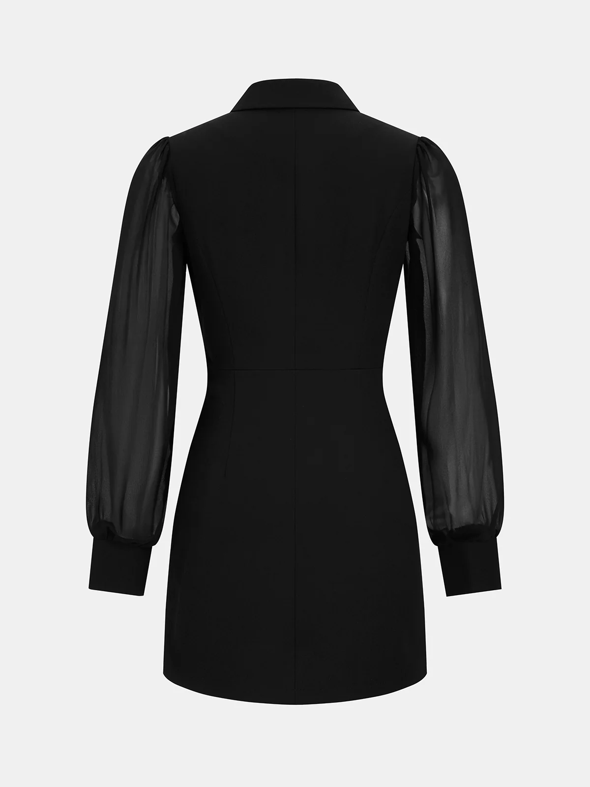 Sheer-Sleeve Metal Buckle Blazer Dress - Image 3