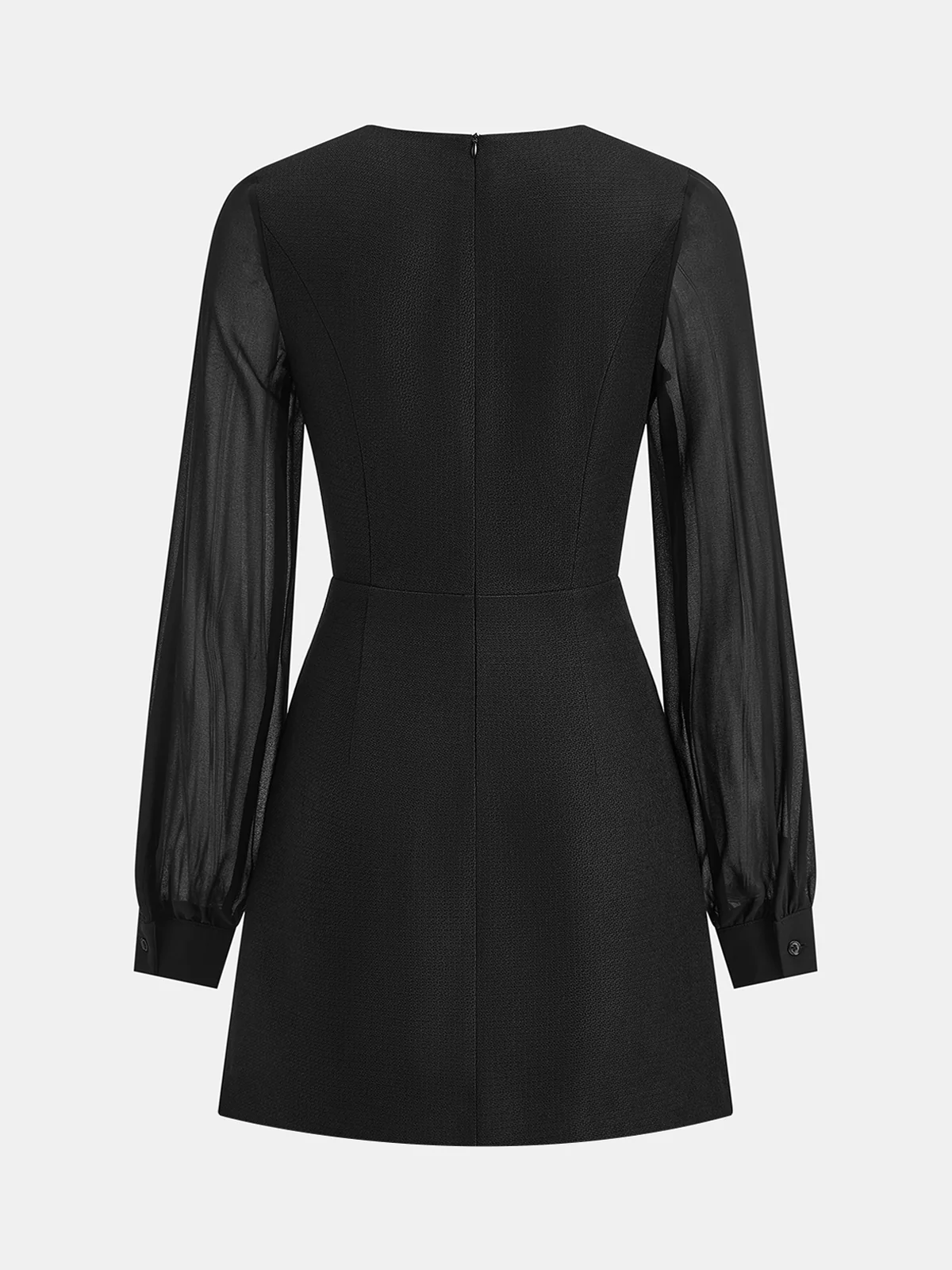 Sheer Sleeve Metal Detail Tweed Mini Dress - Image 2