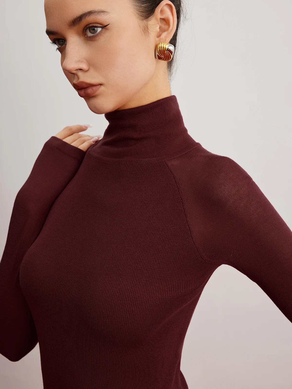Sheer Sleeve Skinny Sweater - Image 3