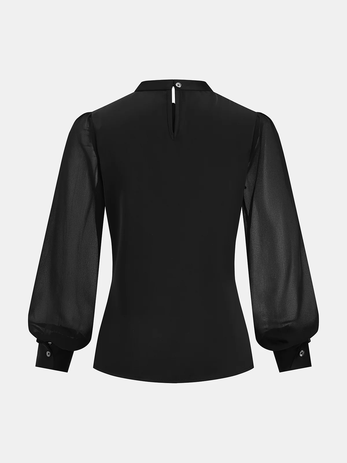 Sheer Sleeve Twist Front Satin Blouse - Image 3