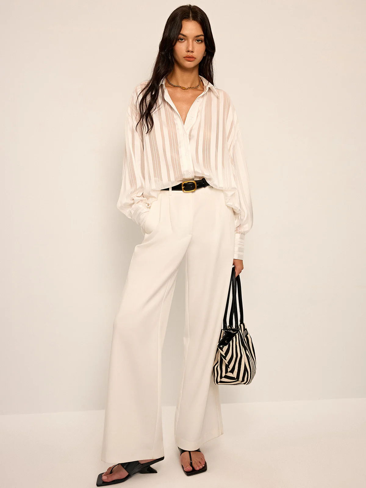Sheer Striped Long-Sleeve Shirt - Image 2