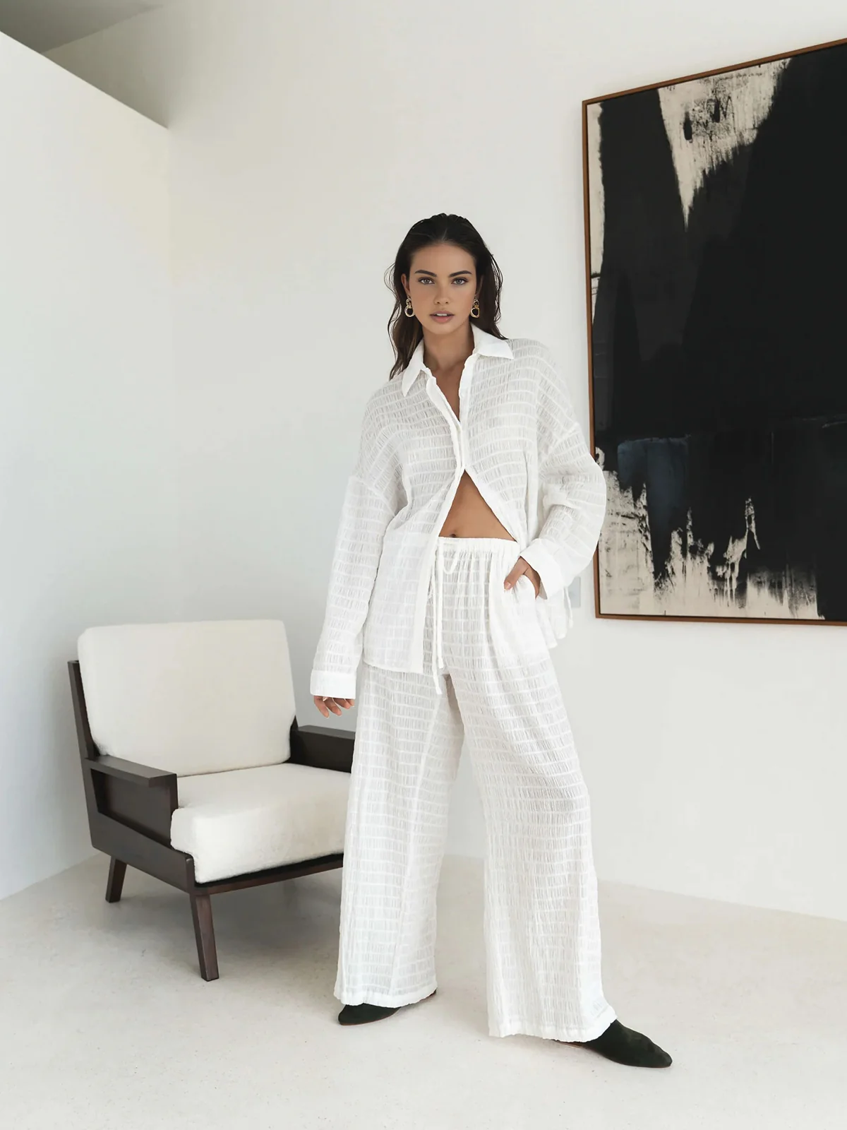 Sheer Striped Wide Leg Pants - Image 3