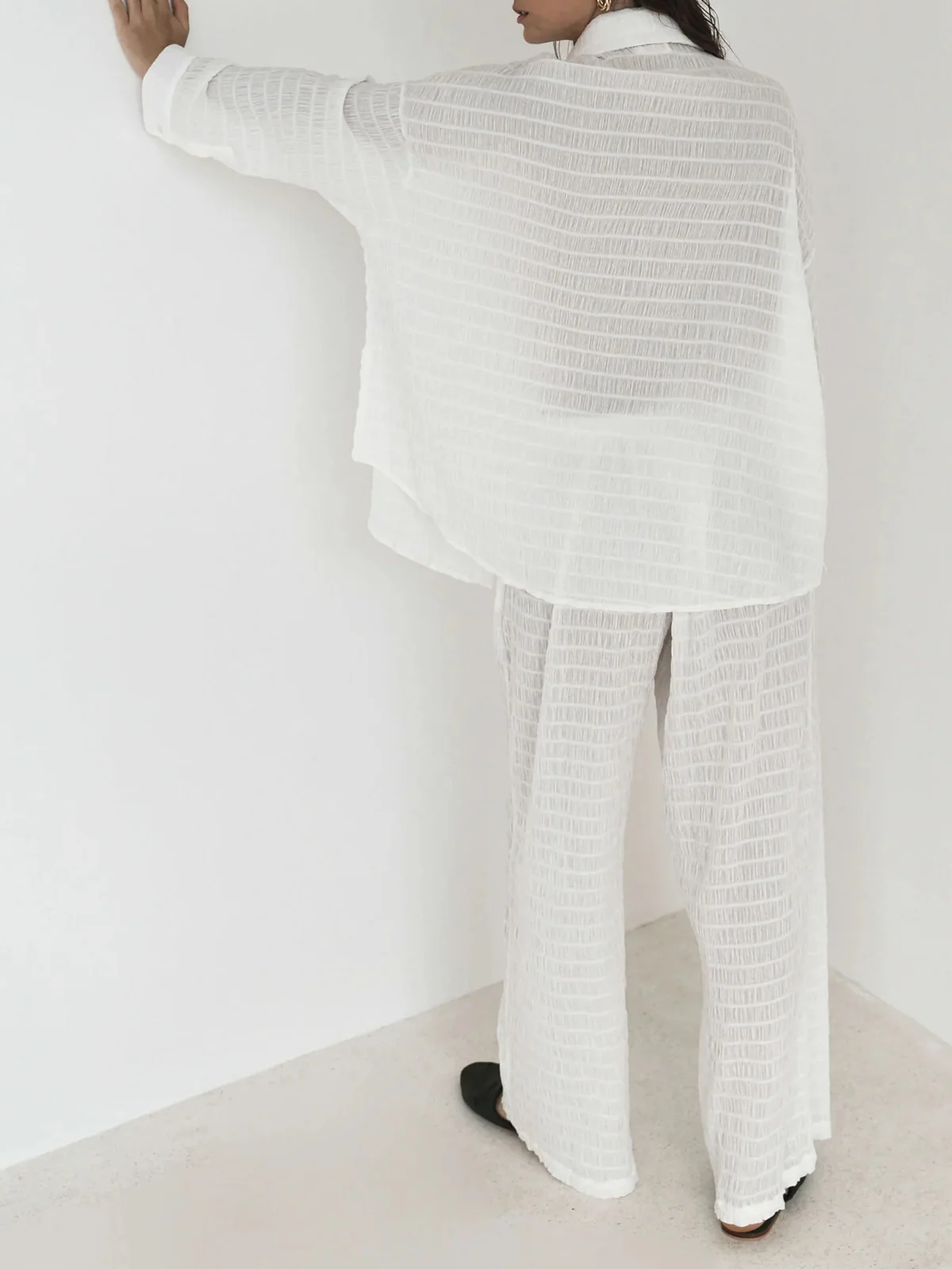 Sheer Striped Wide Leg Pants - Image 4