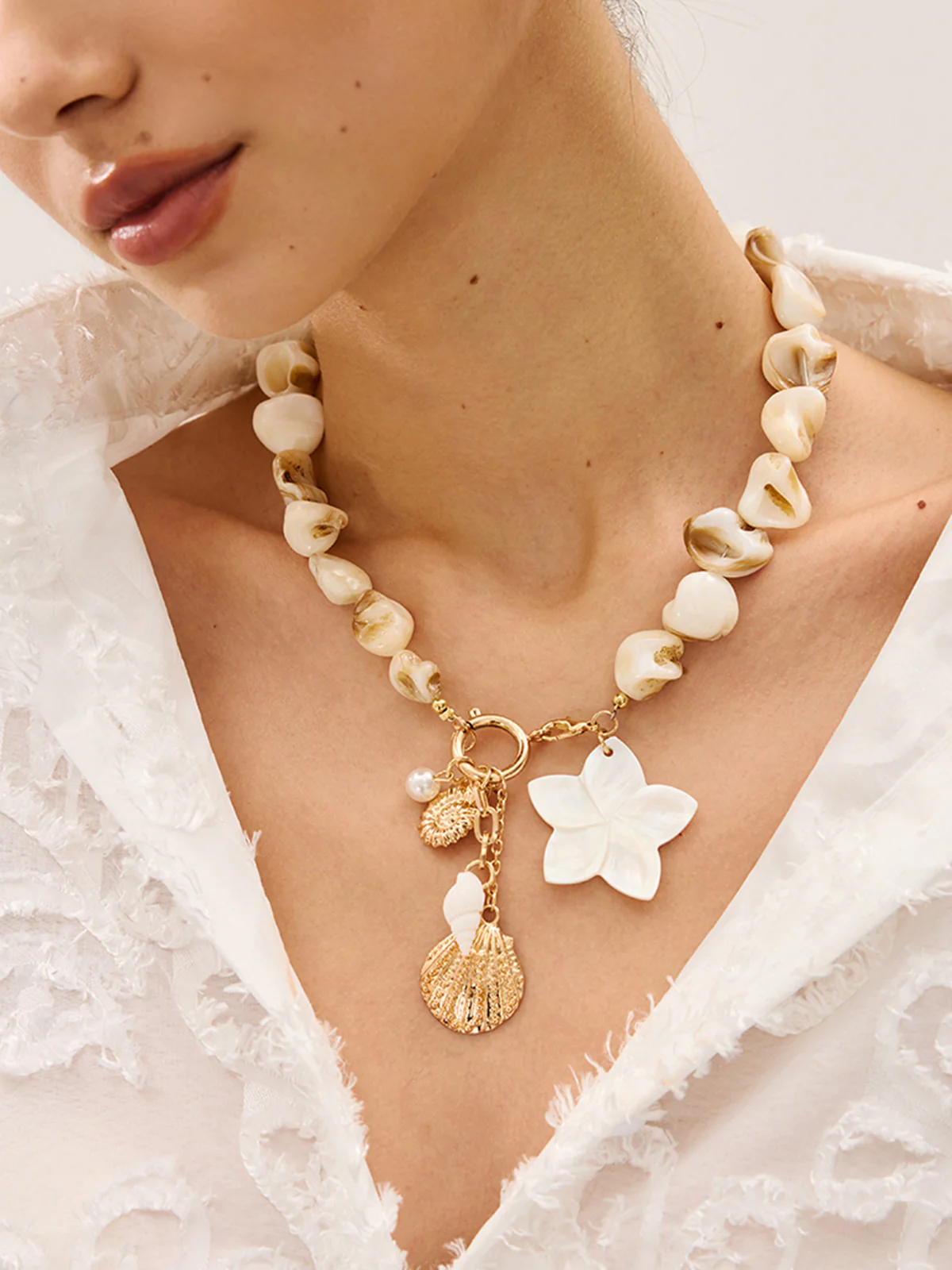 Shell Bead Charm Necklace - Image 2