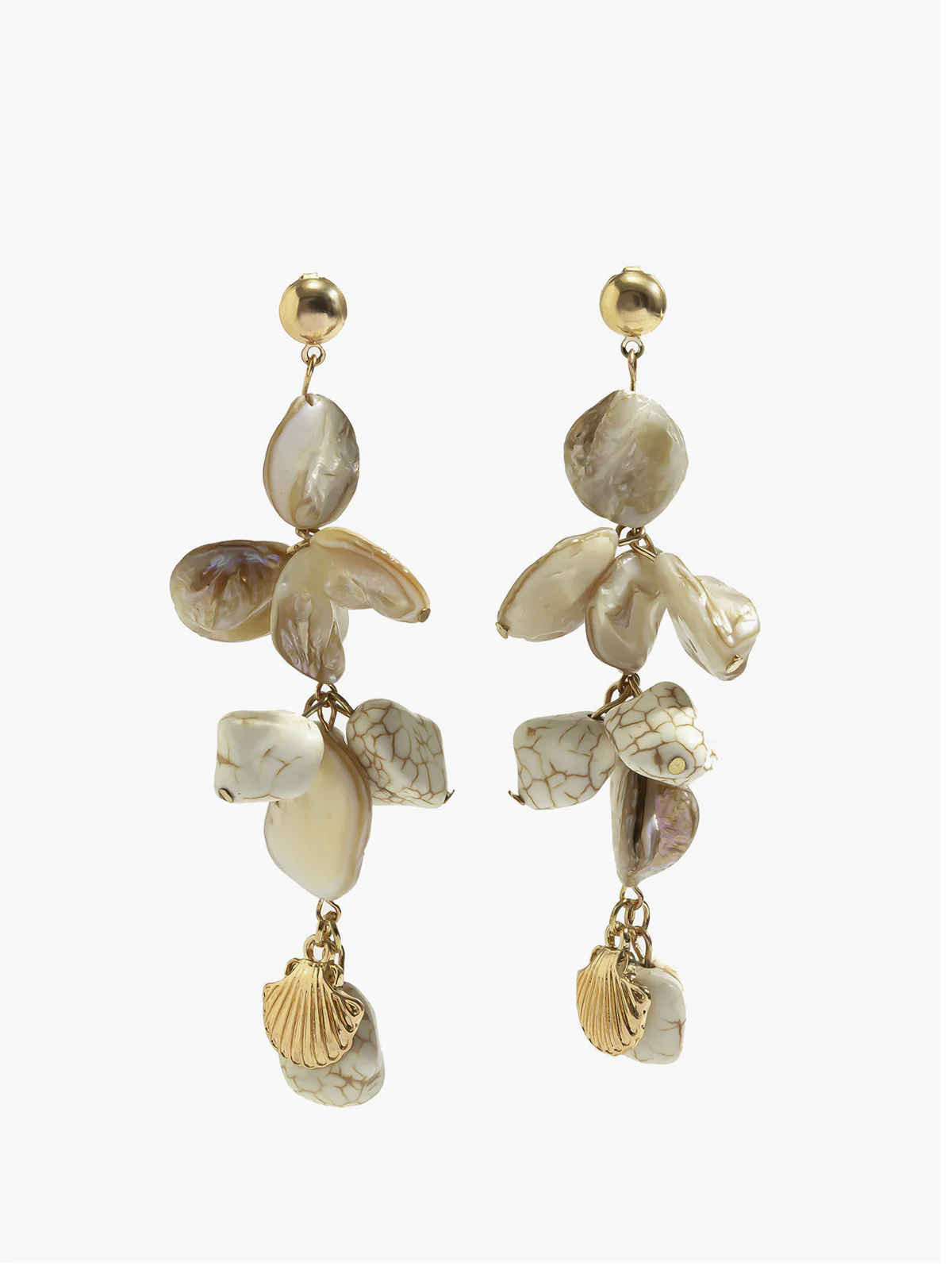 Shell & Bead Drop Earrings - Image 2