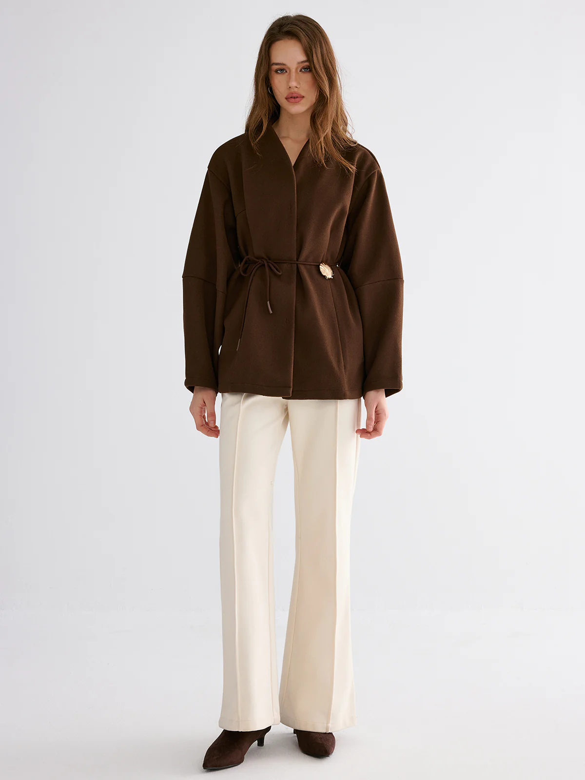 Shell Detail Tie-Waist Coat - Image 2