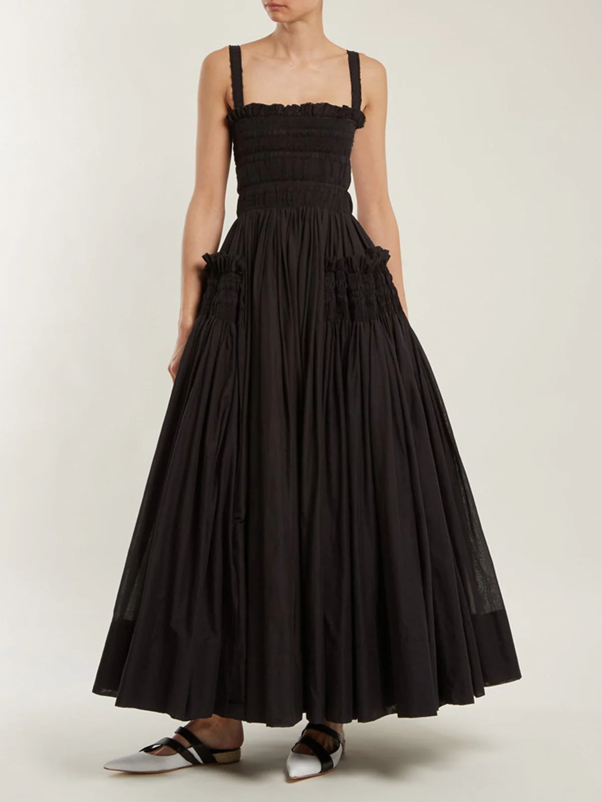 Shirred Pleated Cami Long Dress - Image 4