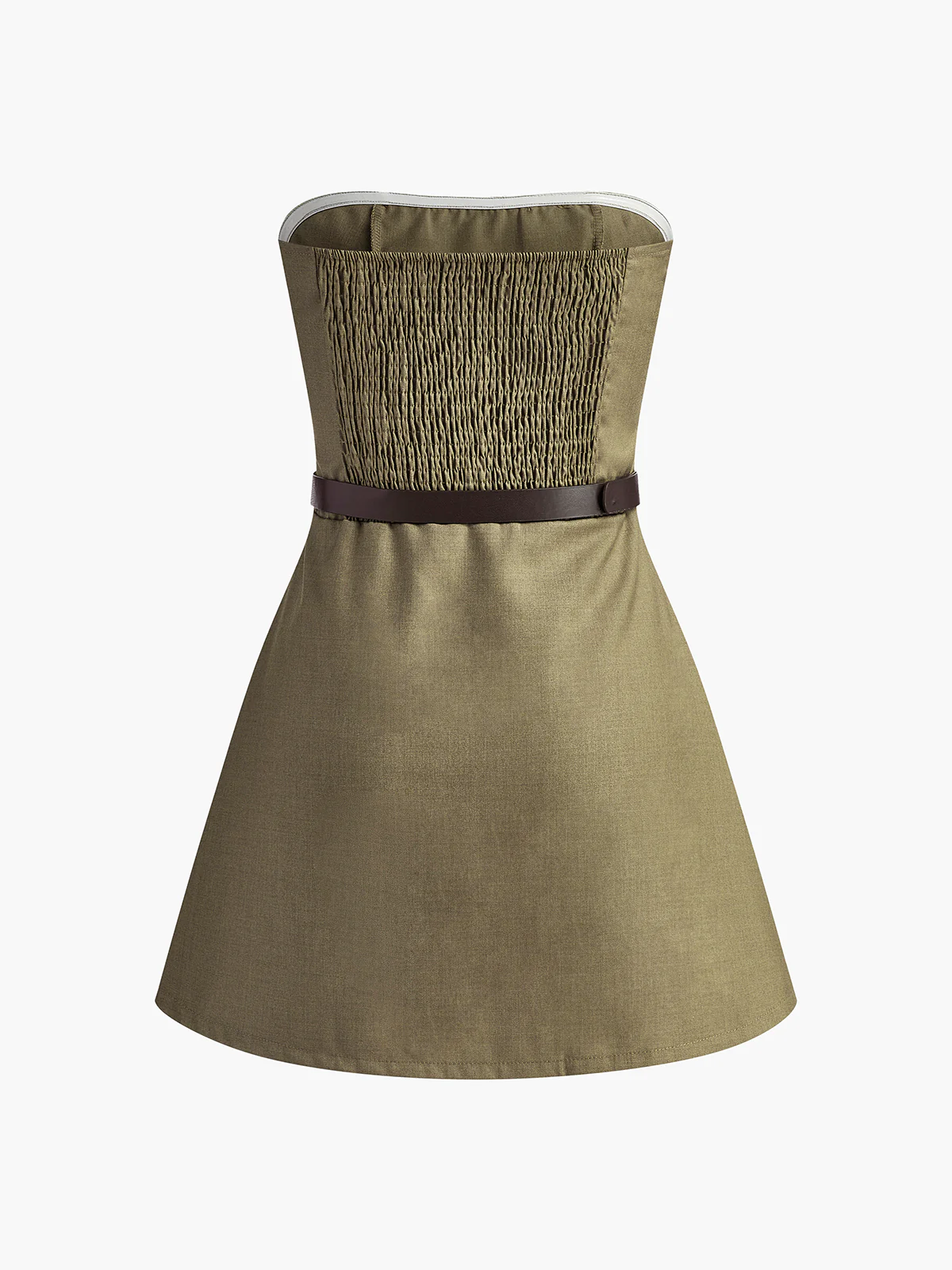 Shirred Pleated Tube Dress With Belt - Image 2