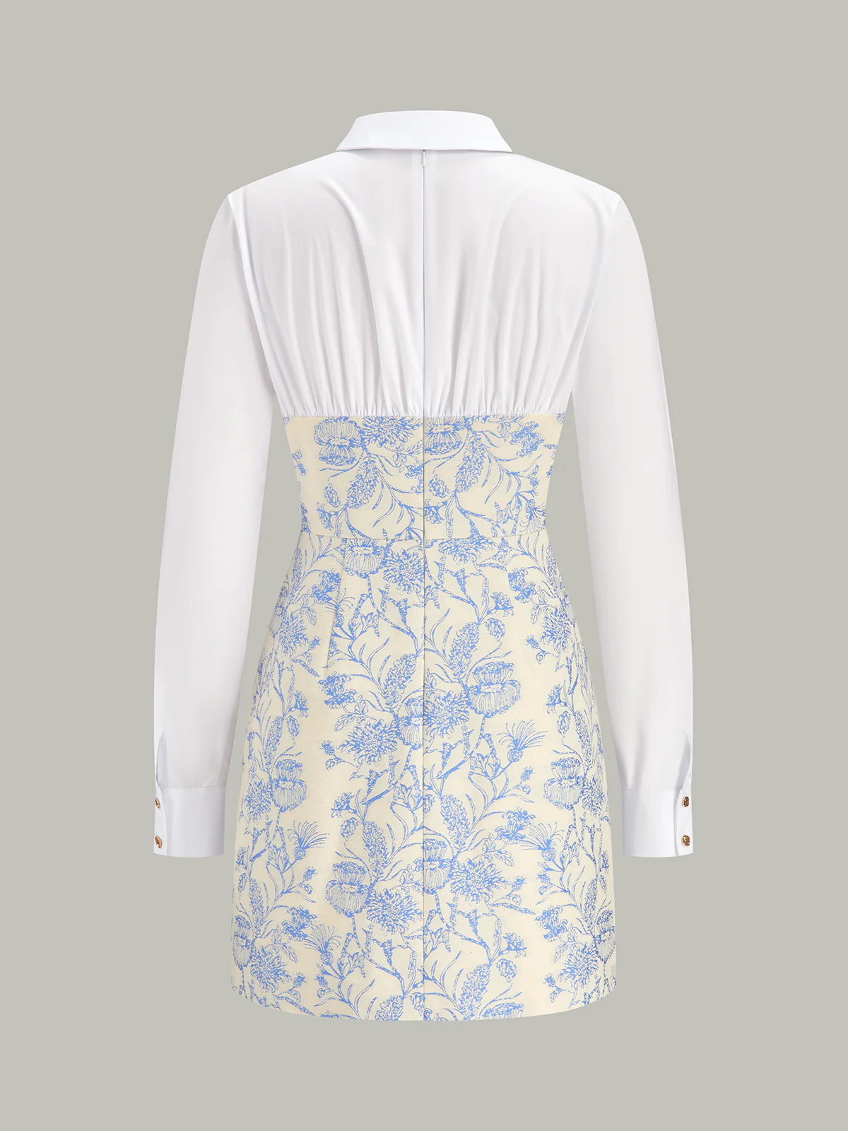 Shirt Collar Floral Jacquard Mini Dress - Image 4