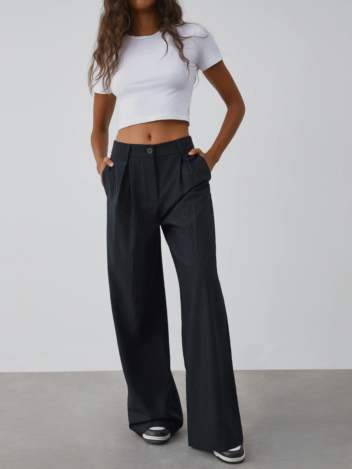 Shock Value Pinstripe Wide Leg Dress Pants - Image 4