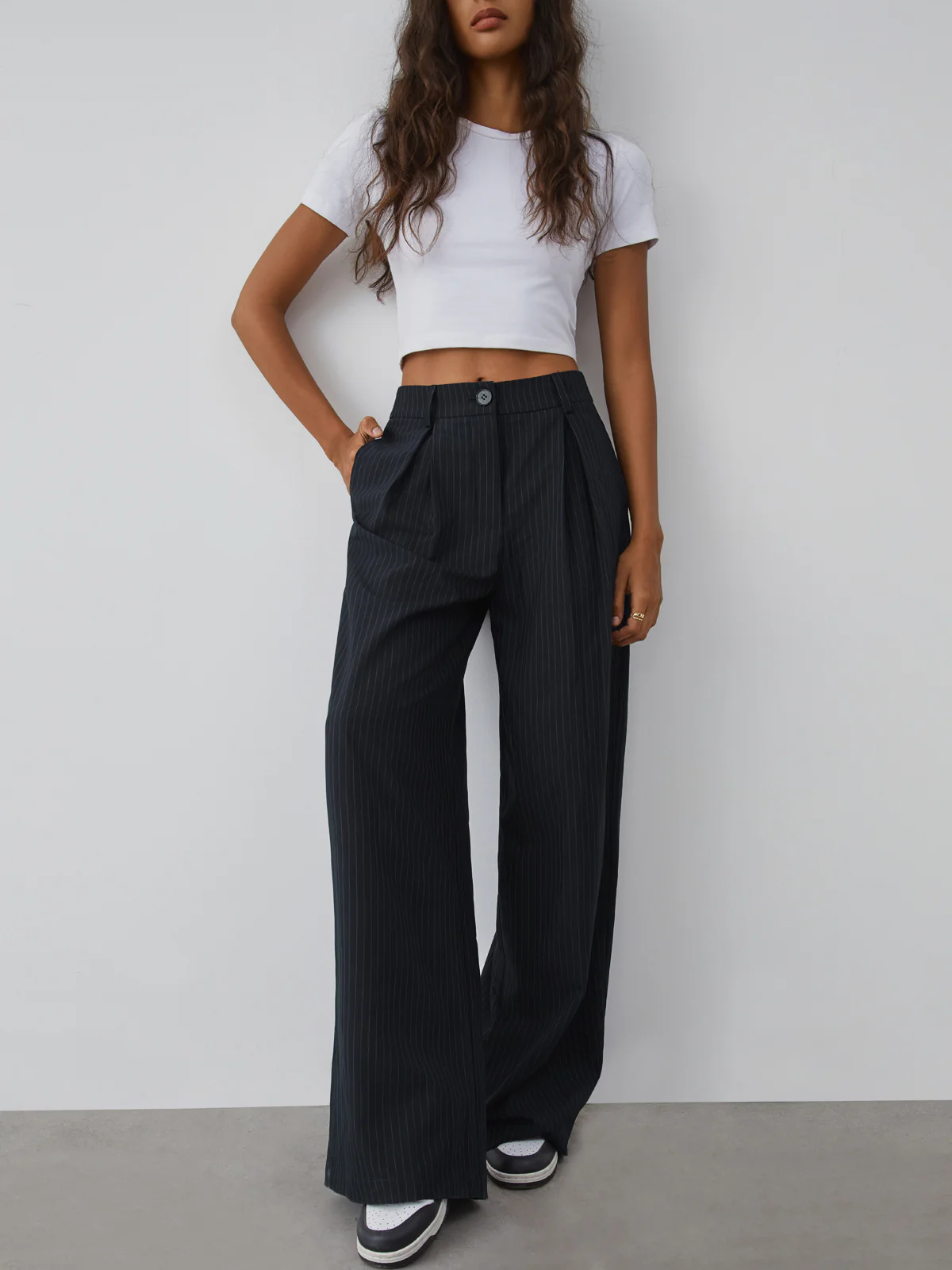 Shock Value Pinstripe Wide Leg Dress Pants - Image 5