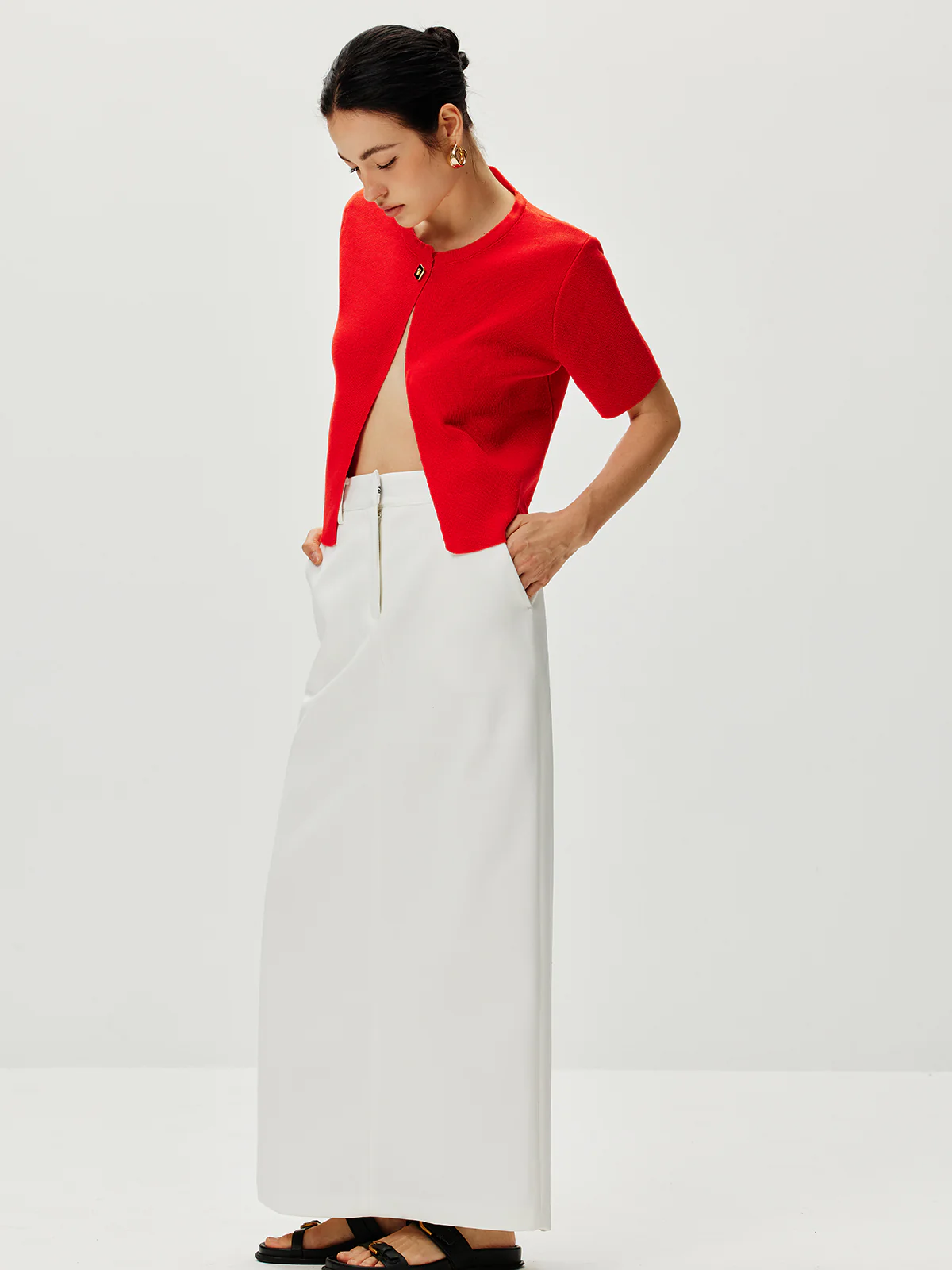 Short Sleeve Button Knit Top - Image 3
