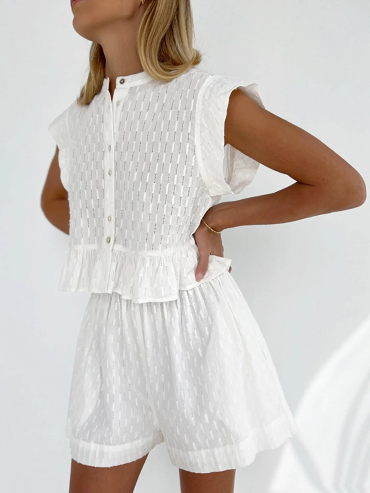 Short Sleeve Cotton Shorts Set - Image 4