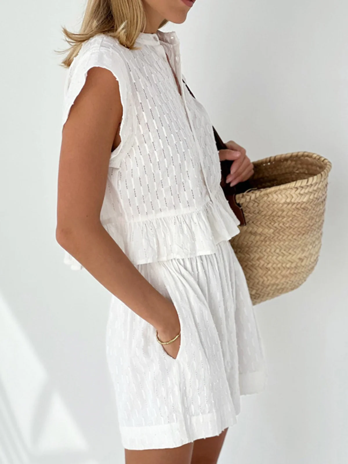 Short Sleeve Cotton Shorts Set - Image 5