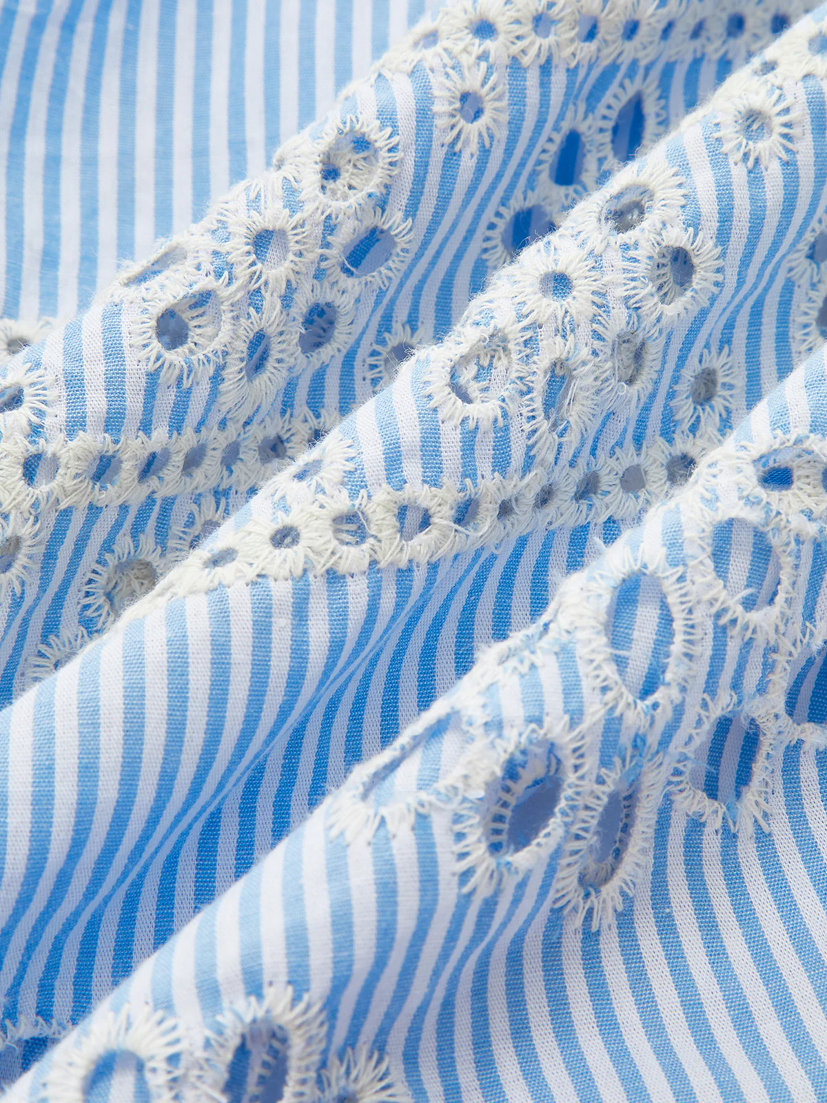 Short-Sleeve Embroidered Floral Striped Dress - Image 3