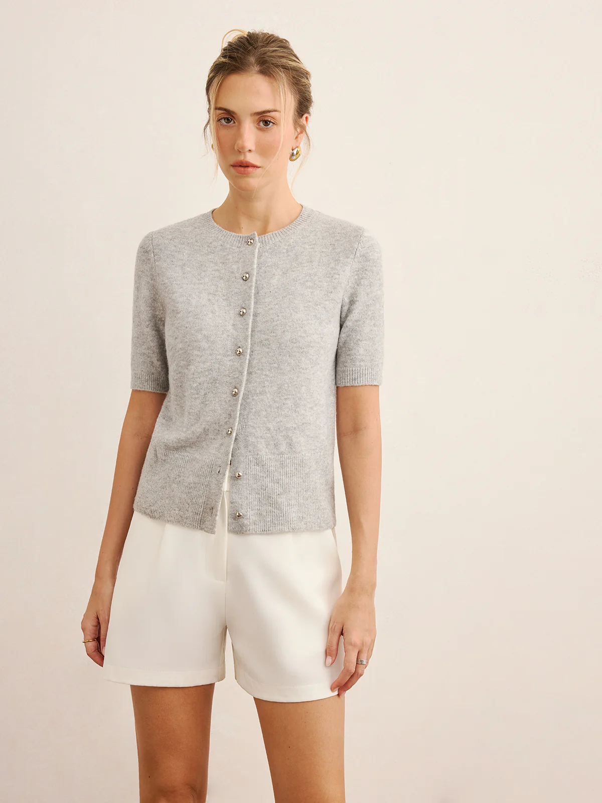 Short-Sleeve Knit Cardigan - Image 4