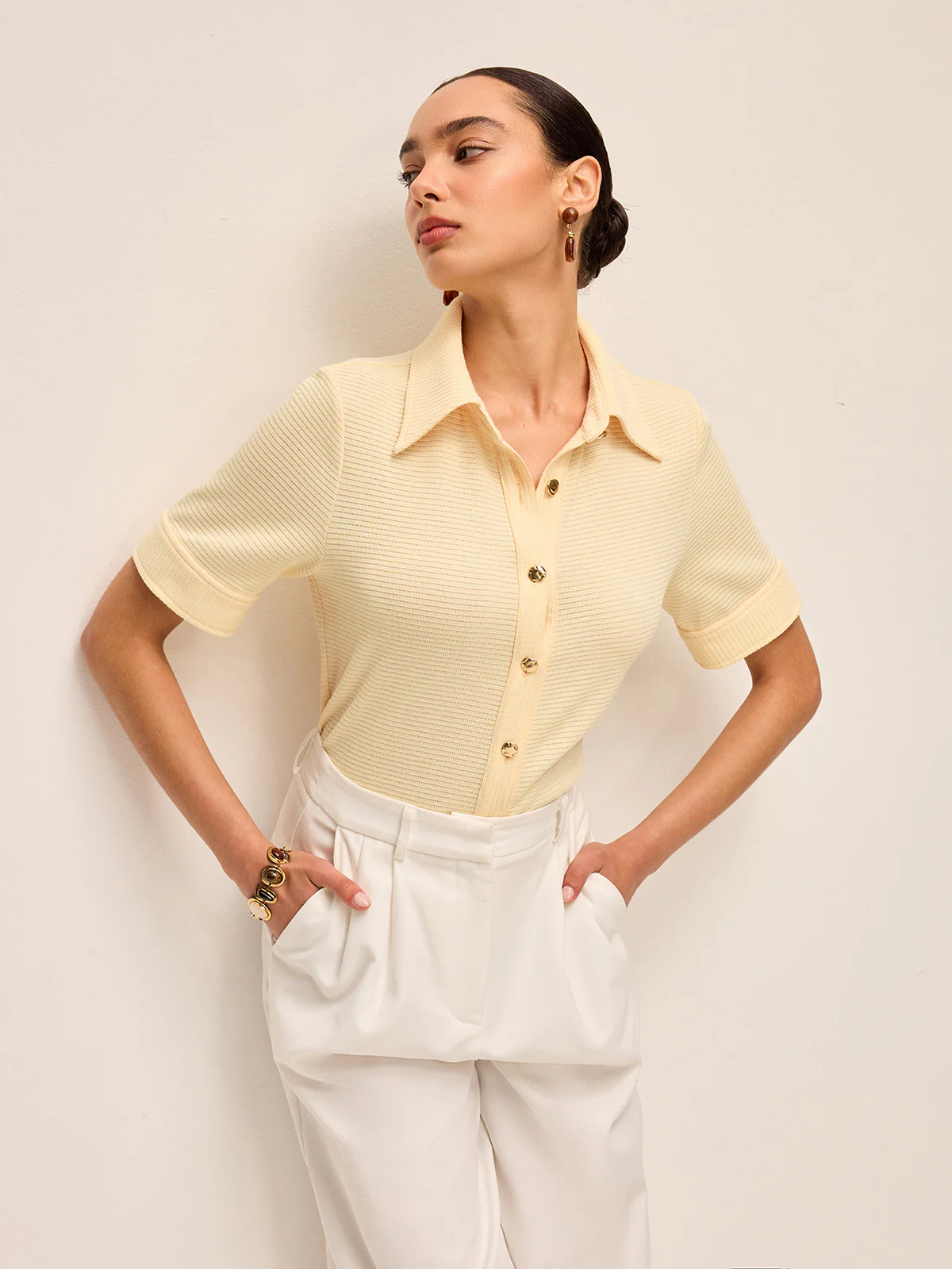 Short Sleeve Knit Polo Shirt