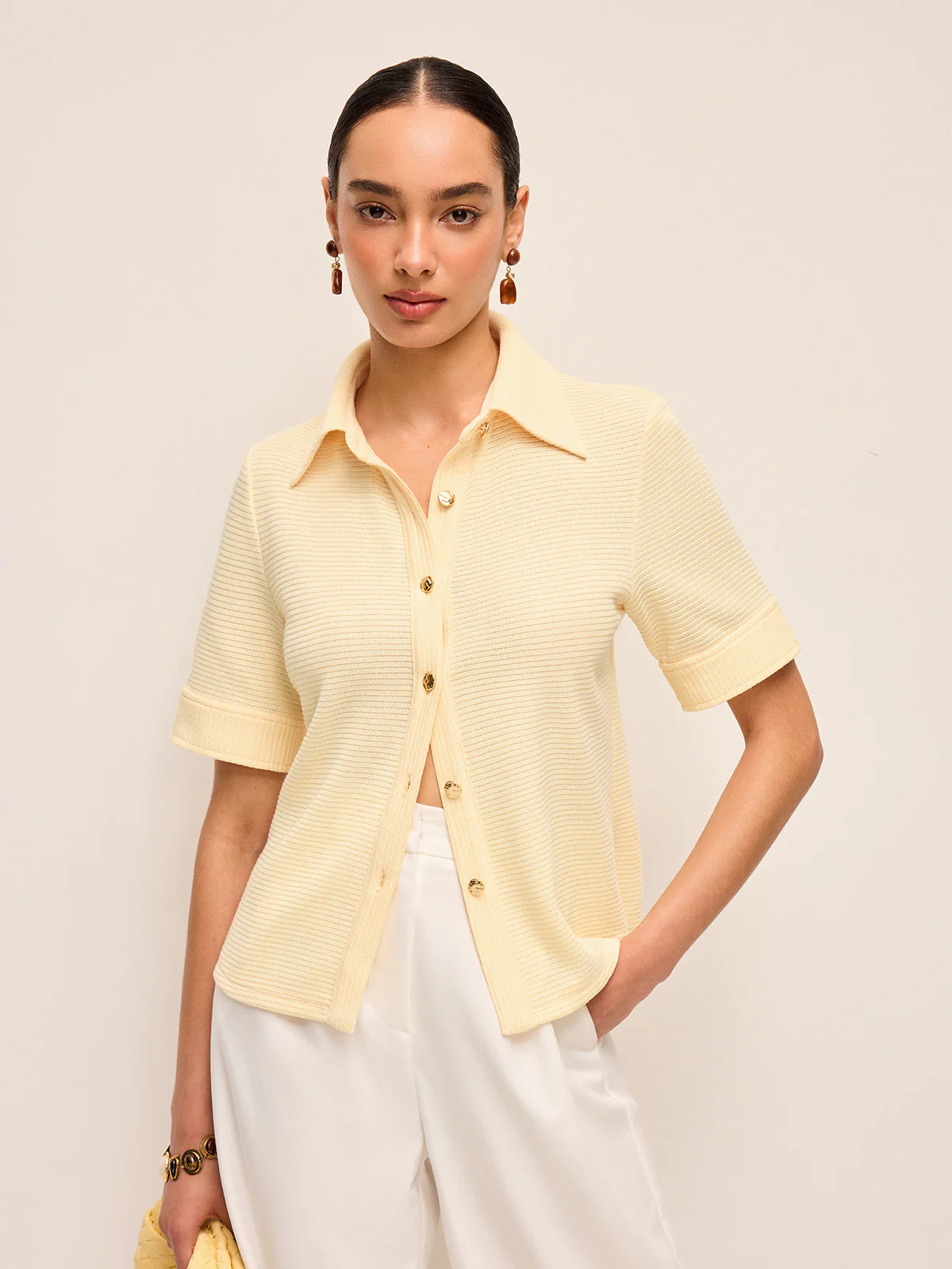 Short Sleeve Knit Polo Shirt - Image 3
