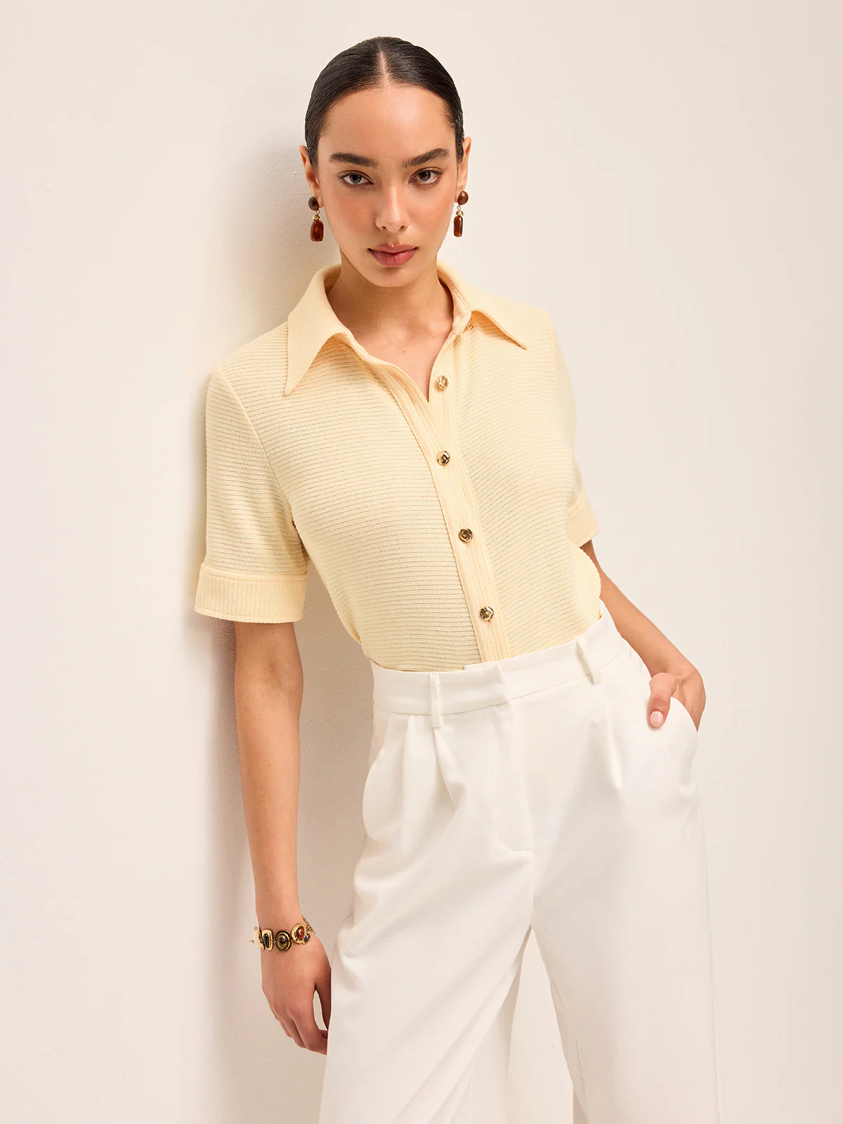 Short Sleeve Knit Polo Shirt - Image 4