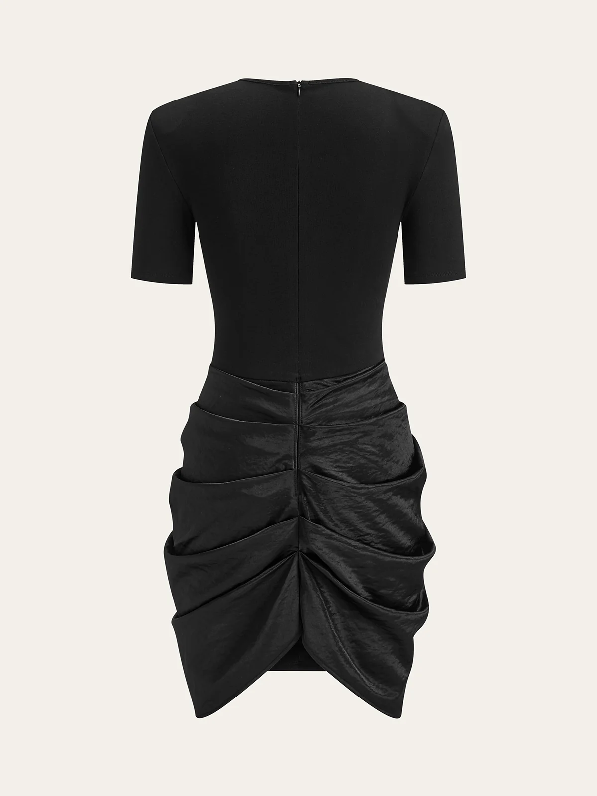 Short Sleeve Ruched Metal Buckle Dress - Image 5