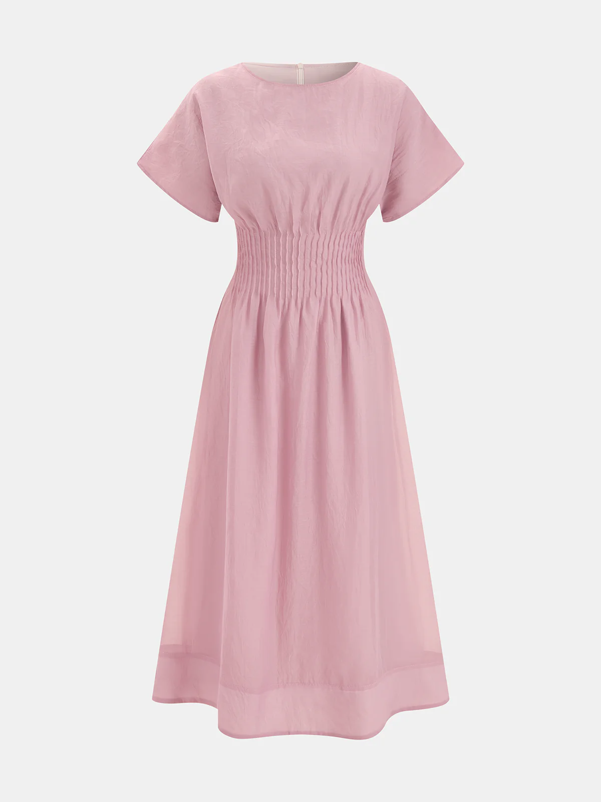 Short Sleeve Smocked Waist Midi Dress - Image 2