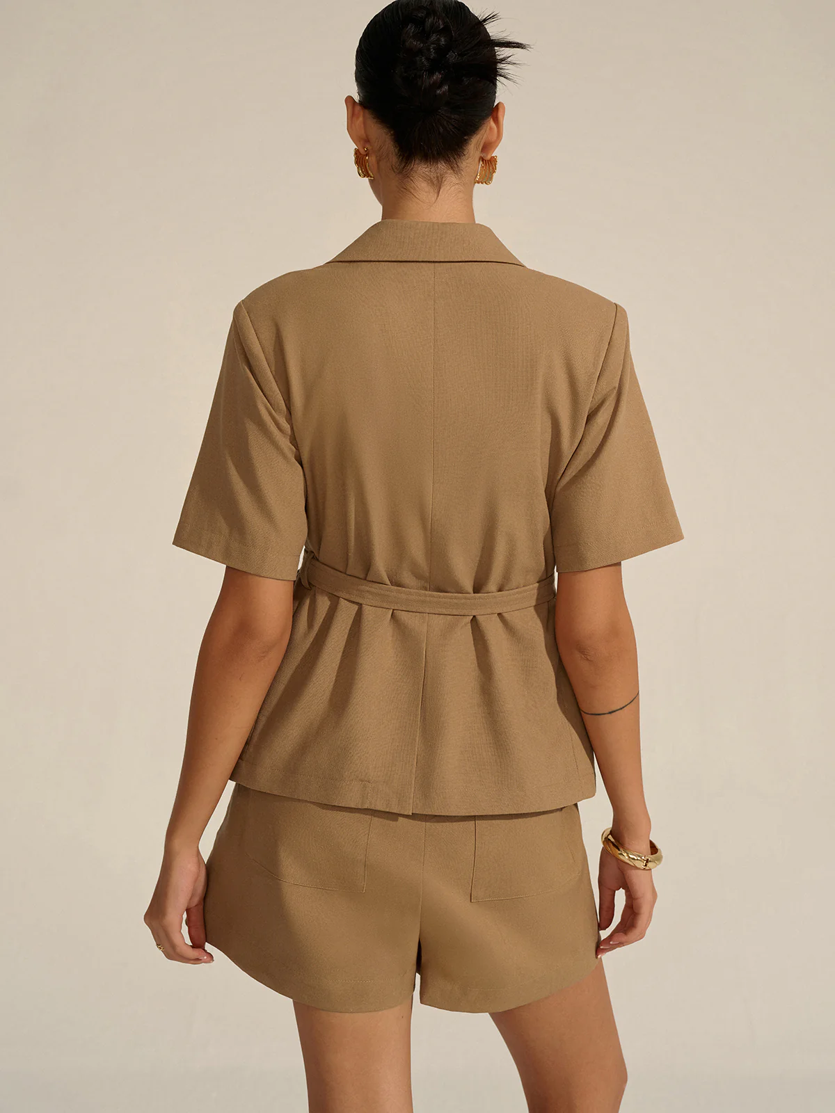 Short-Sleeved Belted Blazer - Image 7