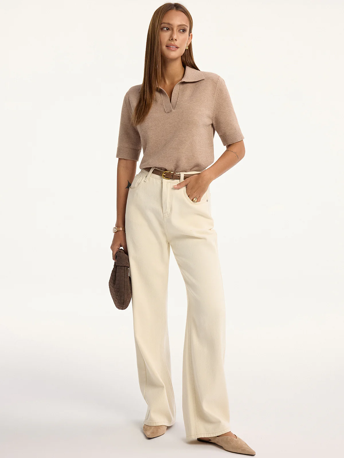 Short-Sleeved Knit Polo Top - Image 3