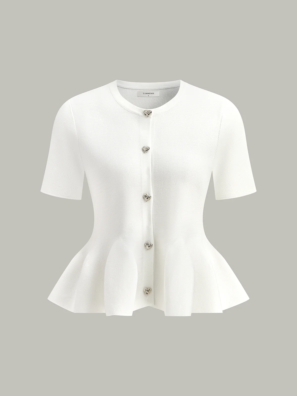 Short-Sleeved Peplum Cardigan - Image 2