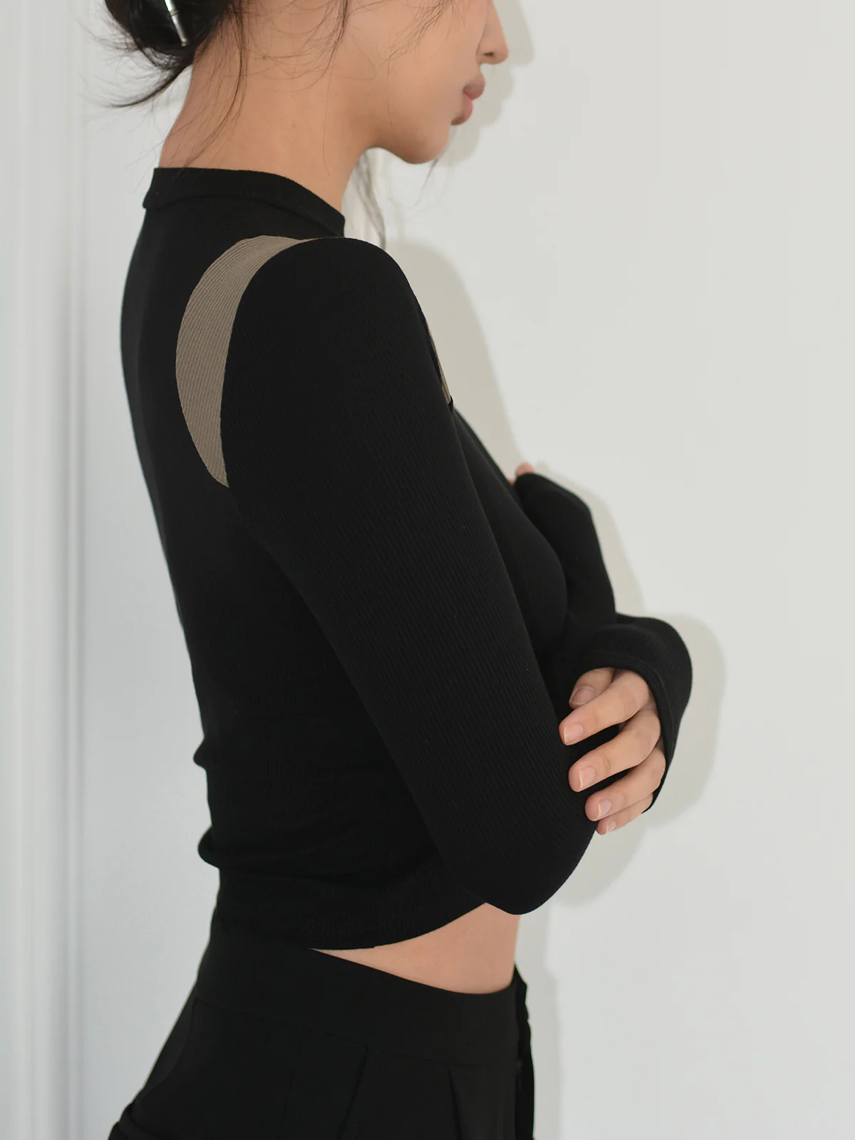 Shoulder Contrast Long Sleeve Shirt - Image 4