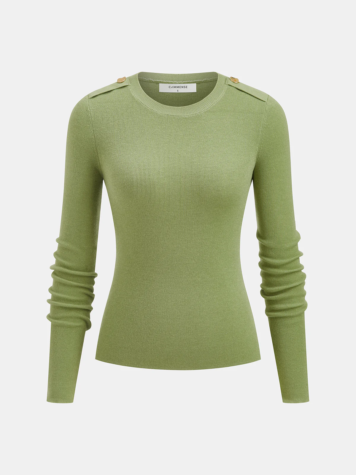 Shoulder Detail Wool-Blend Ribbed Long-Sleeve Top - Image 2