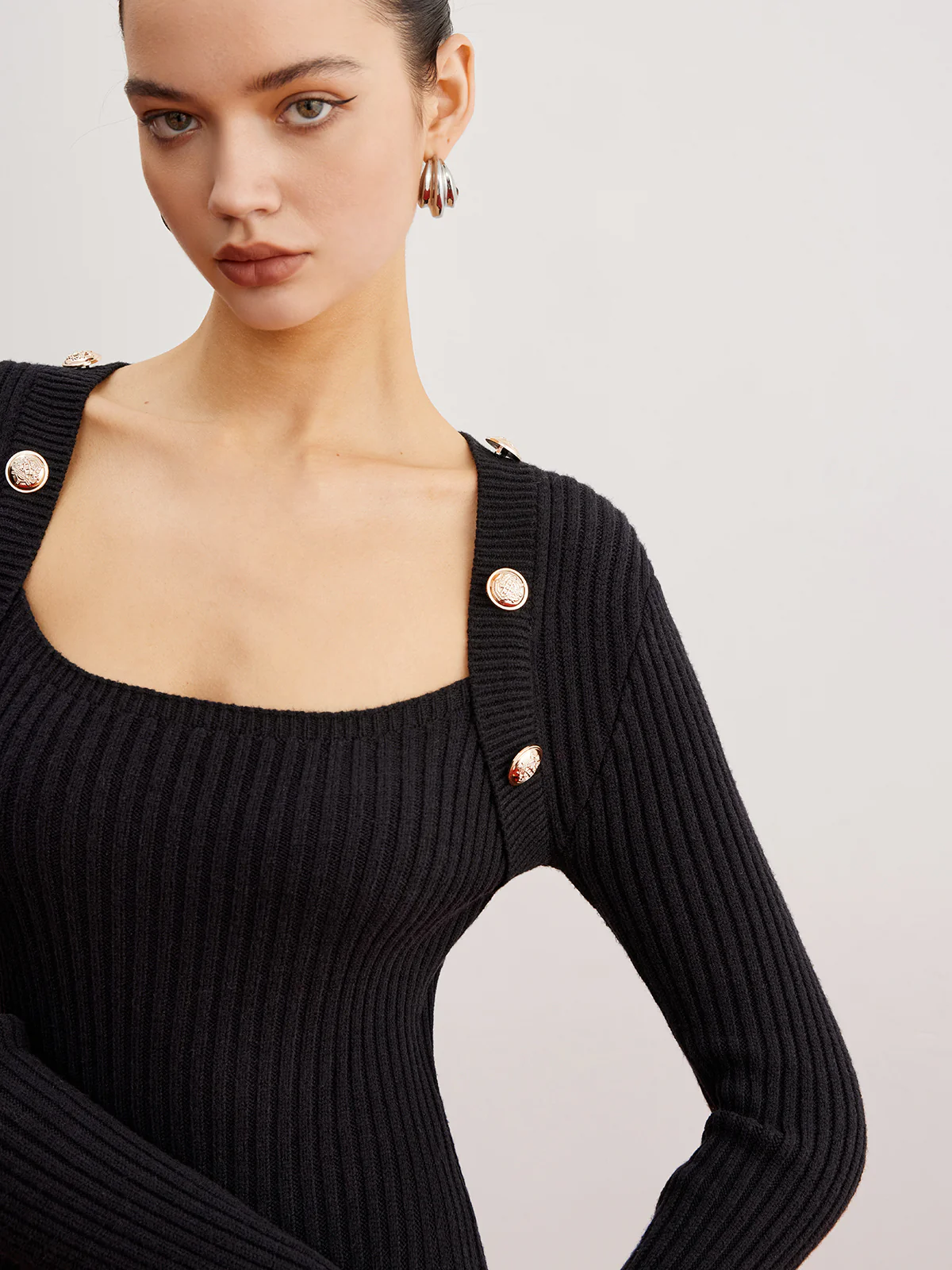 Shrug Ribbed Slim Sweater Dress - Image 5
