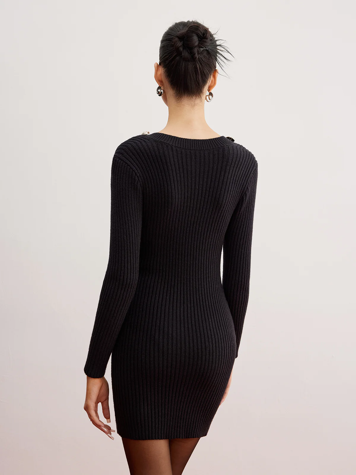 Shrug Ribbed Slim Sweater Dress - Image 6