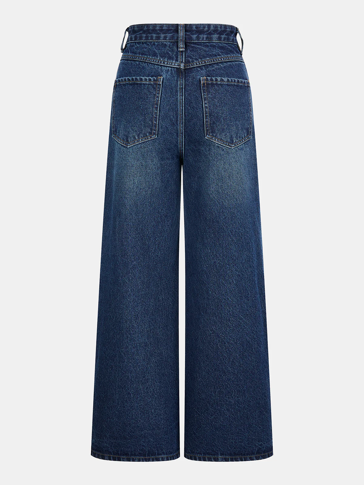 Side Button Wide-Leg Denim Pants - Image 3