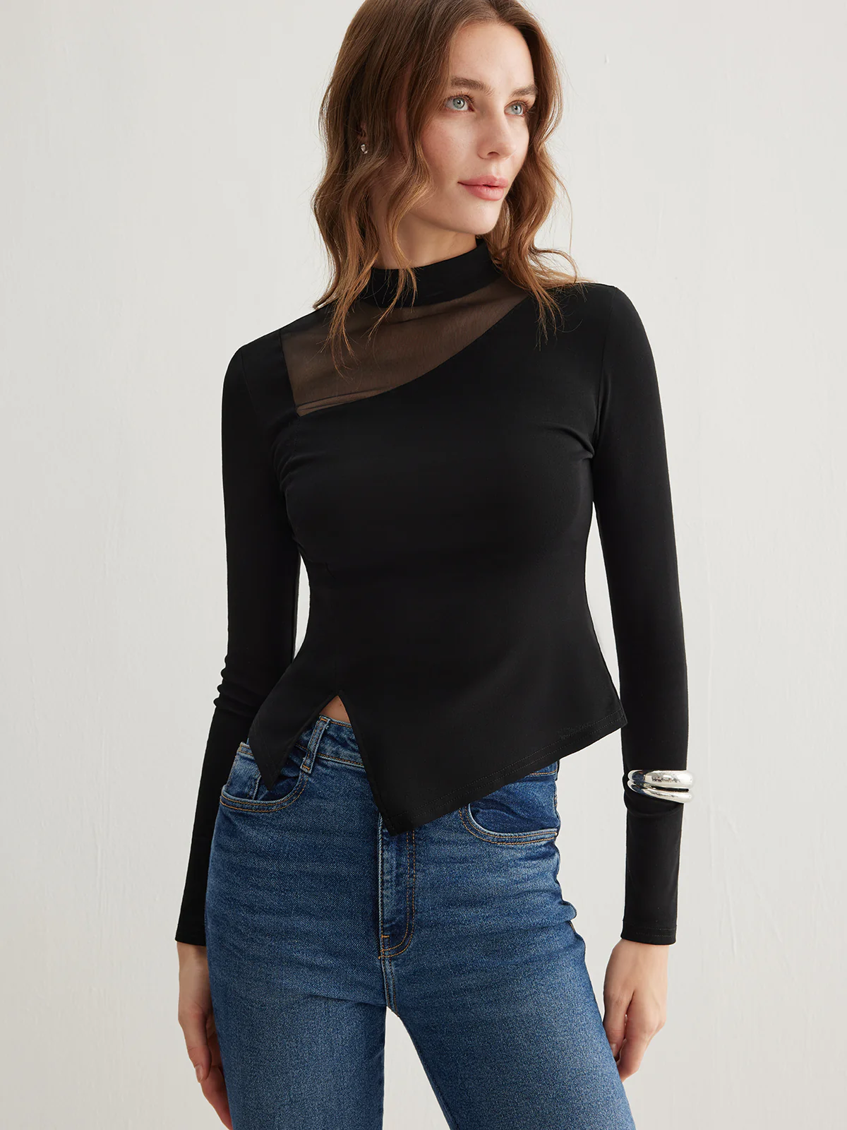Side Split Jersey Top