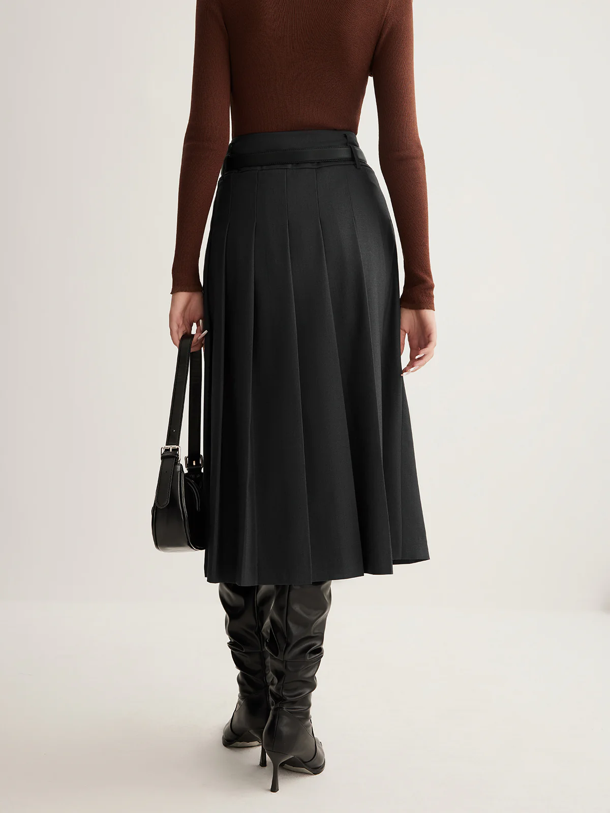Side Split Pleated Skirt Without Belt - Image 6