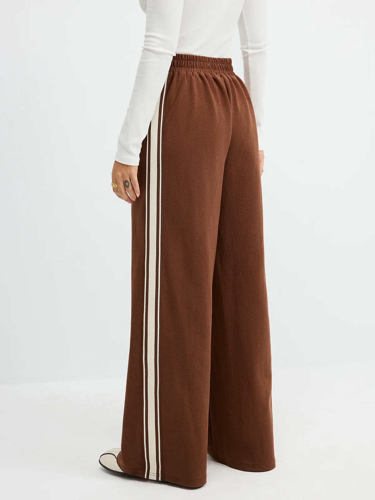 Side-Stripe Drawstring Mid-Waist Sweatpants - Image 4