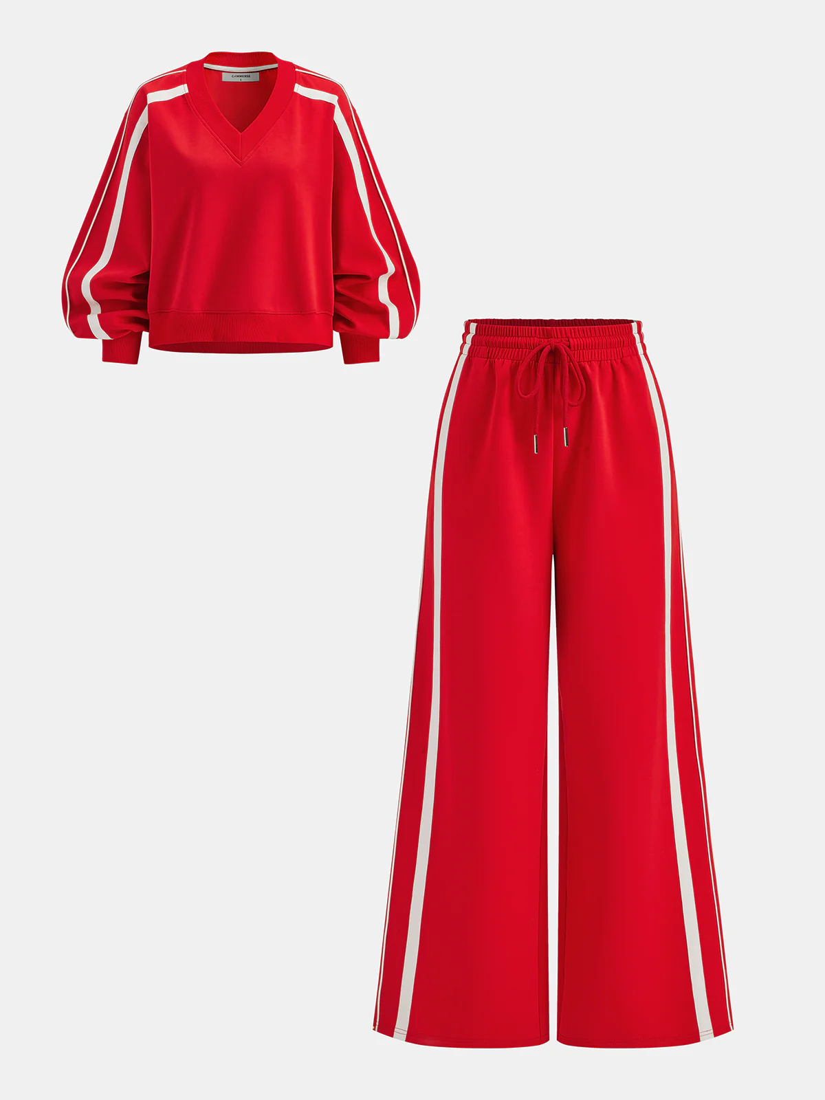 Side Striped Sweatshirt & Wide-Leg Pants Set