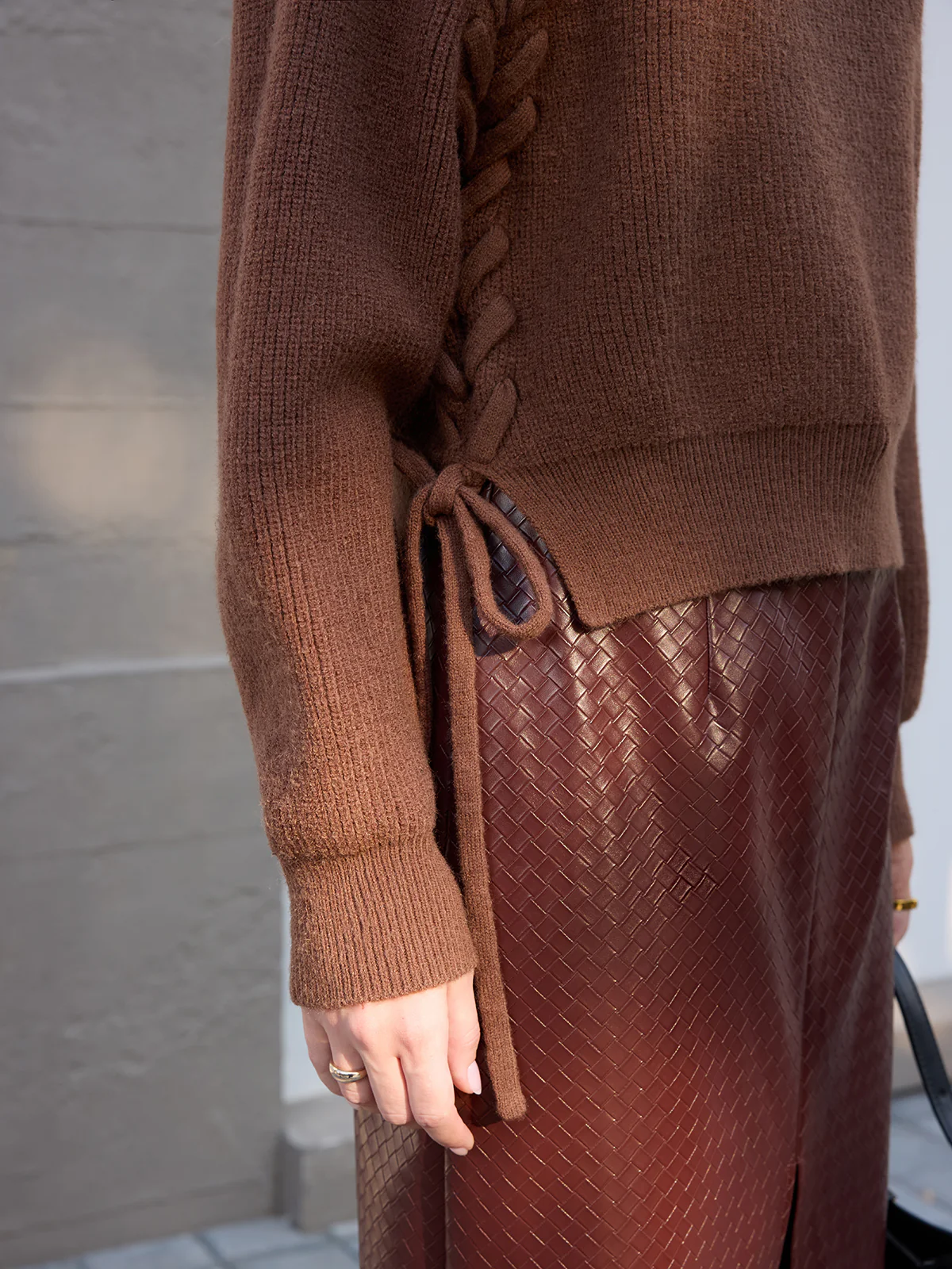 Side Tie Loose Knit Top - Image 4