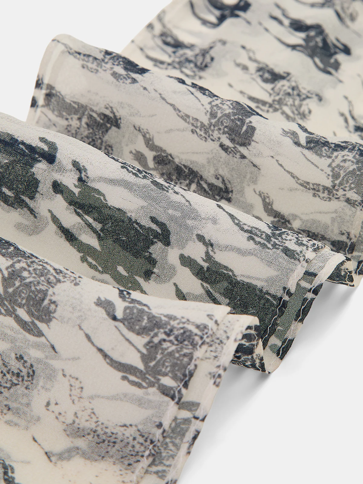 Silk Galloping Horse Print Skinny Scarf - Image 3