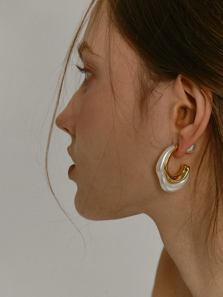 Silver Needle Pearl Earrings - Image 3