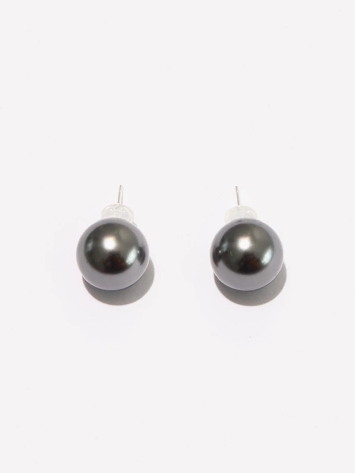 Silver Pearl Stud Earrings - Image 2