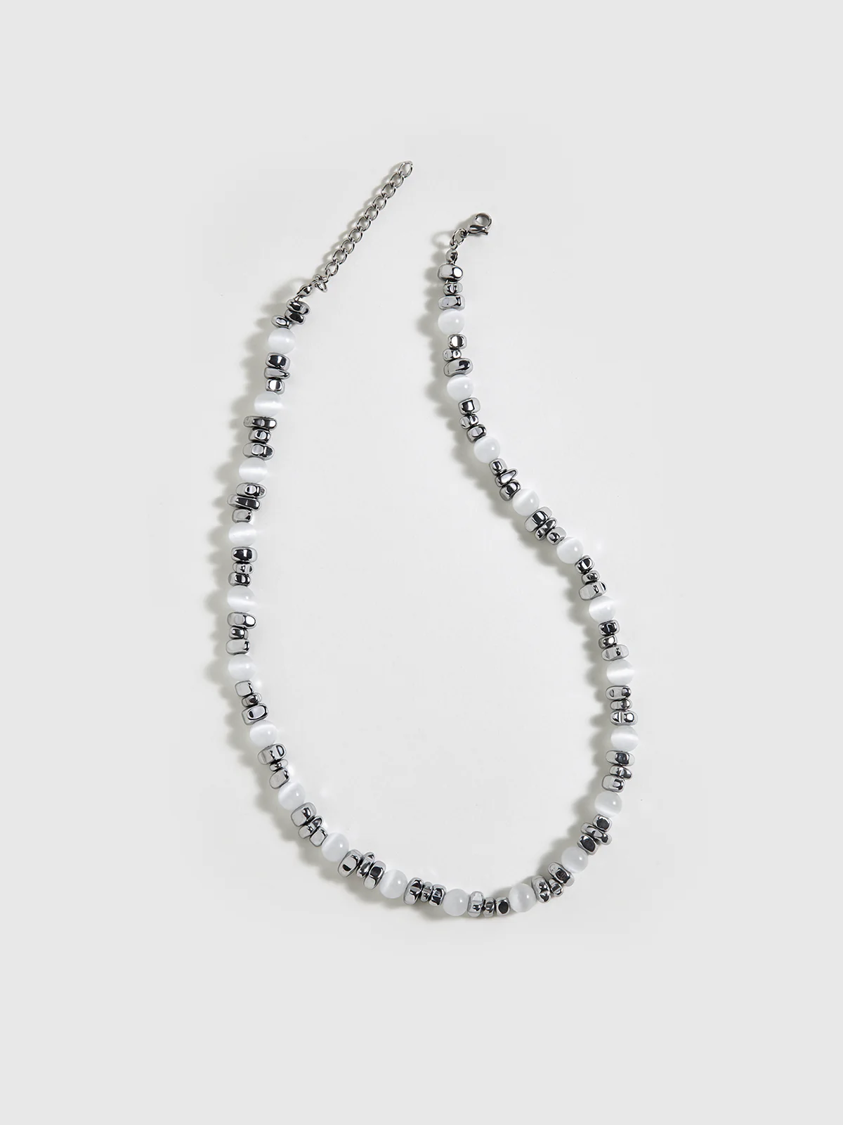 Pearl & Silver Beaded Choker Necklace - Image 2