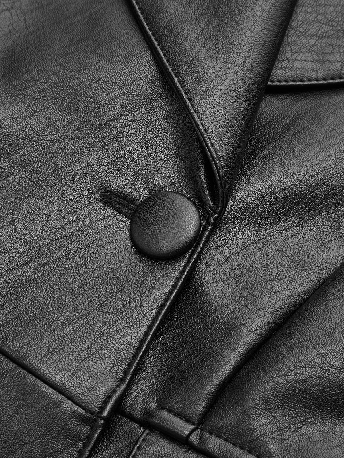 Single Button PU Leather Jacket - Image 10
