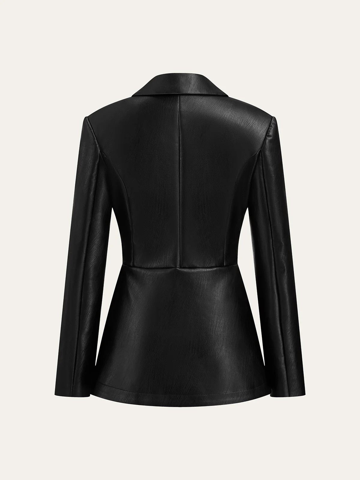 Single Button PU Leather Jacket - Image 9