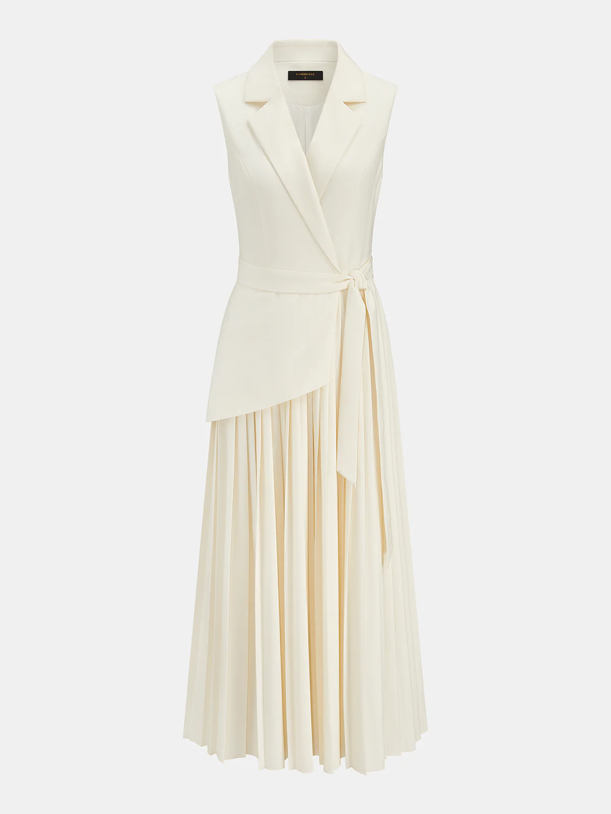 Sleeveless Belted Pleated Blazer Dress - Image 3