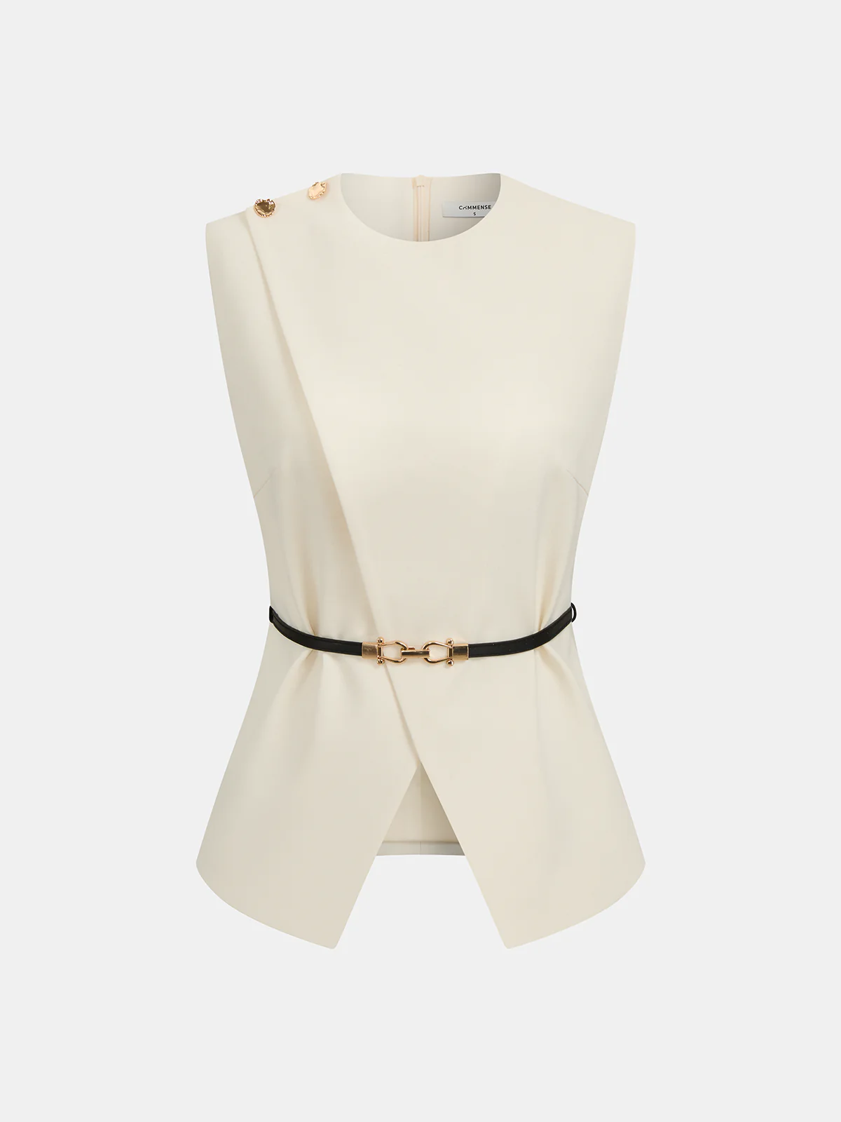 Sleeveless Belted Top & Pleated Pants Set - Image 2