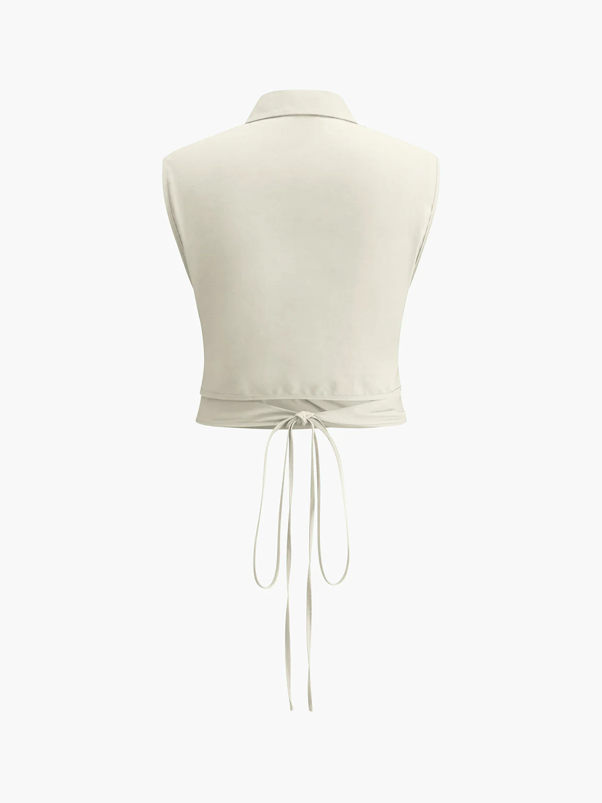 Sleeveless Button-Down Collar Tie Back Skirt Set - Image 4