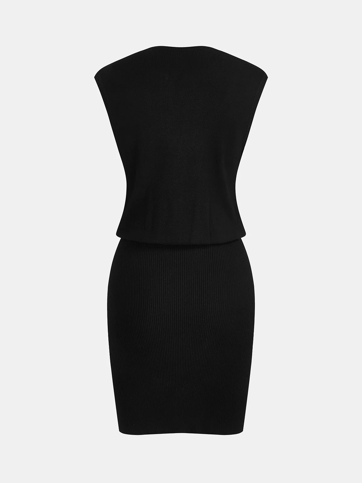 Sleeveless Button Front Bodycon Knit Dress - Image 3