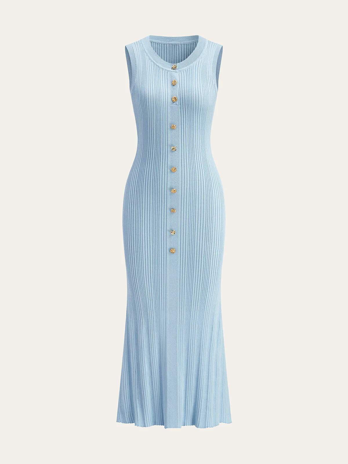 Sleeveless Button-Front Knitted Maxi Dress - Image 3